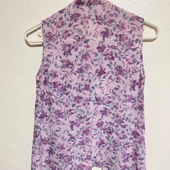 AMANDA SMITH Pure Silk LADIES FLORAL/SLEEVELESS Size PS Tops/PREOWNED - Picture 8 of 8